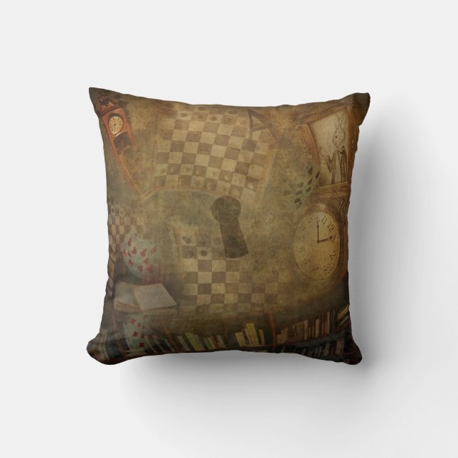 Fantasy Vintage Alice in Wonderland Office Bedroom Cushion (Front)