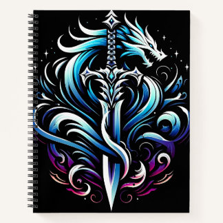Fantasy Warrior Mystic Dragon Sword Flame Notebook