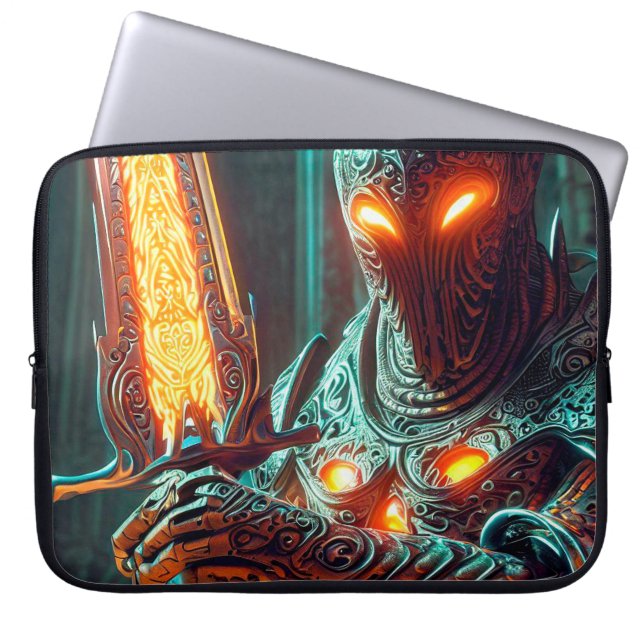 Fantasy warrior robot laptop sleeve (Front)