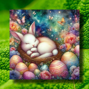 Fantasy Watercolor Bunny Christian Easter Holiday Card