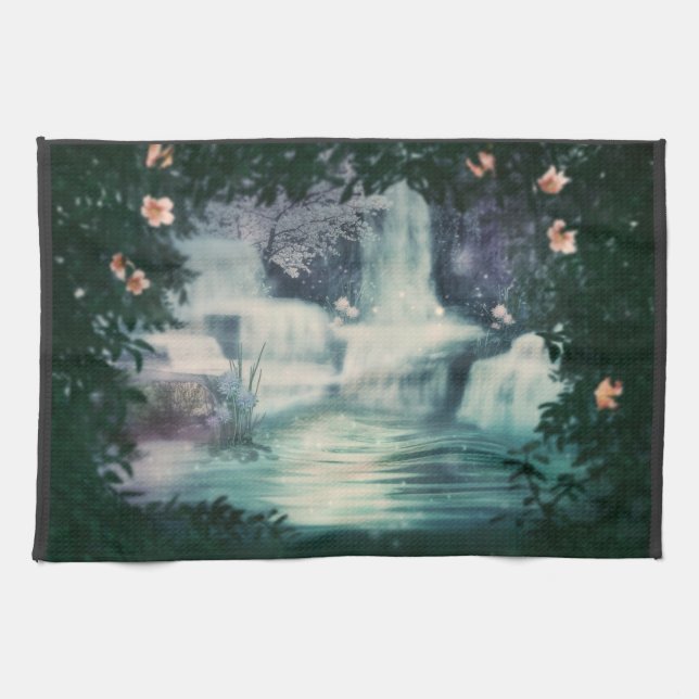 Fantasy Waterfall Cascade Tea Towel (Horizontal)