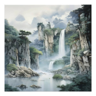 Fantasy Waterfall Landscape Nature Photo Print