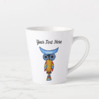 Fantasy Whimsical Owl Blue Head Colourful Feathers