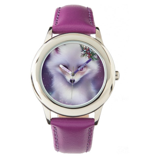 Fantasy White Baby Fox with Lavender Eyes Watch (Front)