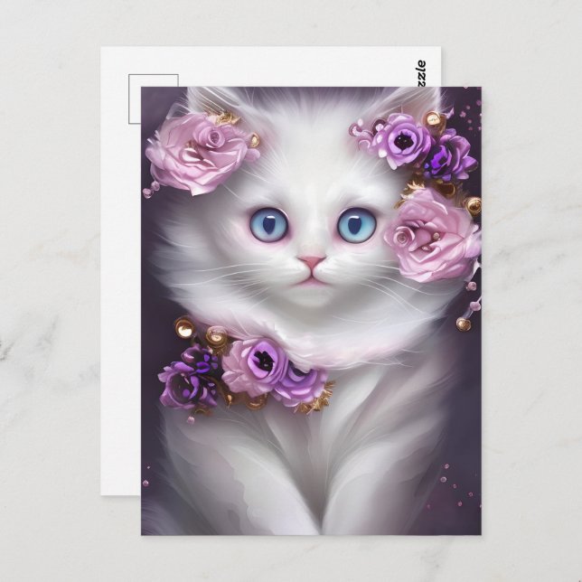 Fantasy White Cat Postcard (Front/Back)