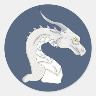 Fantasy White Dragon Classic Round Sticker