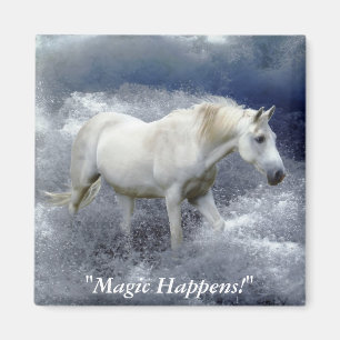 Fantasy White Horse & Ocean Surf Gifts Magnet