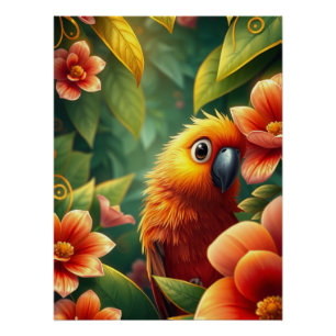 Fantasy White Parrot  Poster