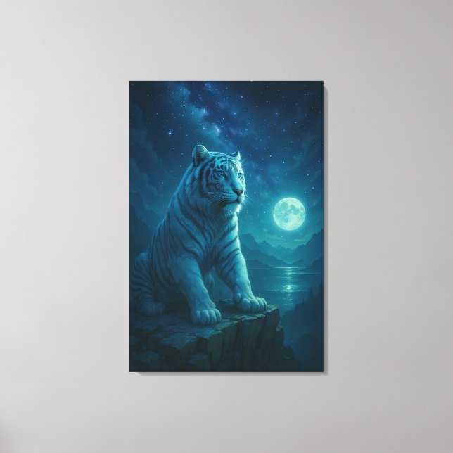 Fantasy White Tiger – Mystic Aura Series Canvas Print (Front)