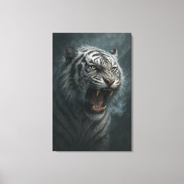 Fantasy White Tiger – Mystic Aura Series Canvas Print (Front)