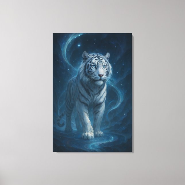 Fantasy White Tiger – Mystic Aura Series | ManJian Canvas Print (Front)