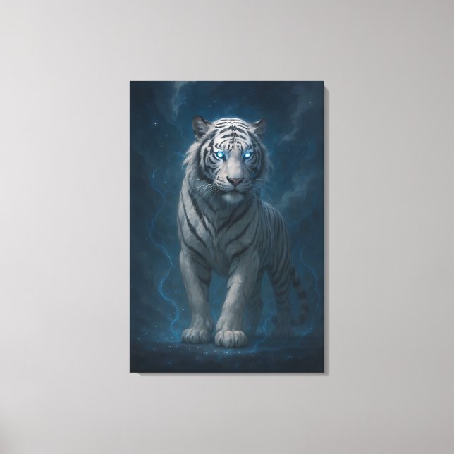 Fantasy White Tiger – Mystic Aura Series | ManJian Canvas Print (Front)