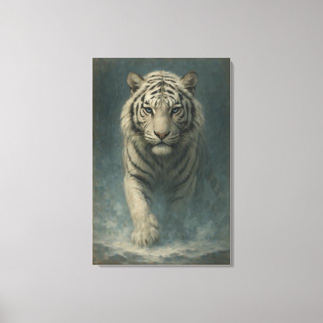 Fantasy White Tiger – Mystic Aura Series | ManJian Canvas Print (Front)