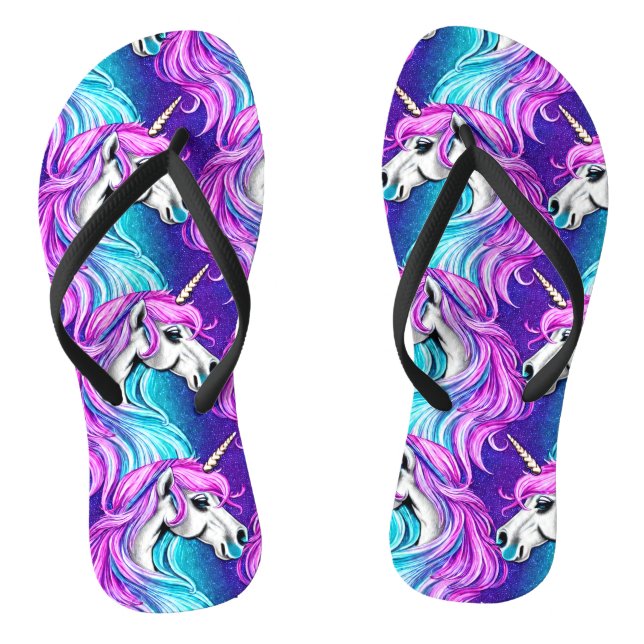 Fantasy White Unicorn Seamless Pattern Jandals (Footbed)