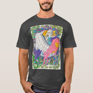 Fantasy white winged unicorn flying with fairy  T-Shirt
