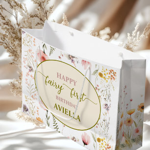 Fantasy wildflower fairy first birthday Gift Bag