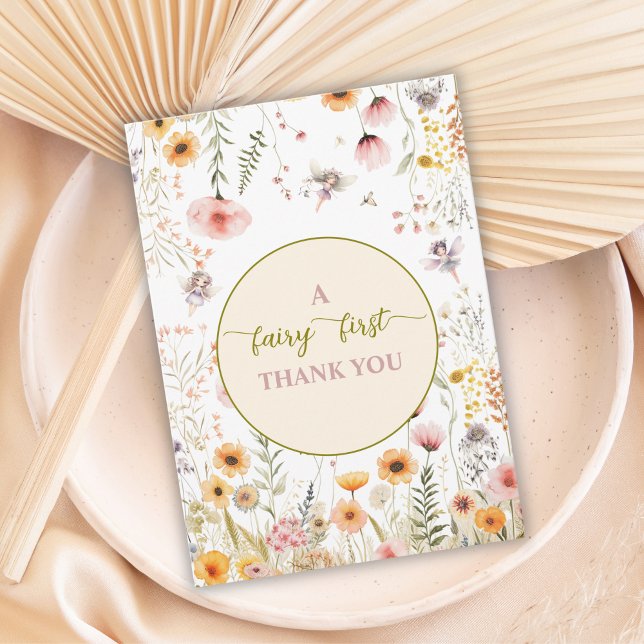 Fantasy wildflower fairy first  thank you card (Creator Uploaded)