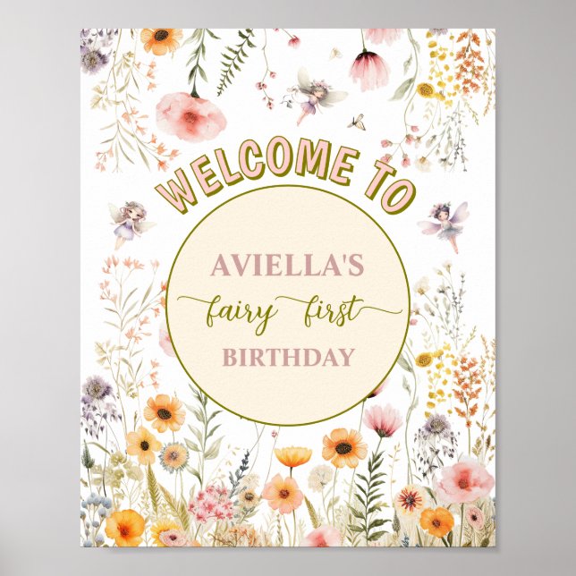 Fantasy wildflower fairy first Welcome sign (Front)