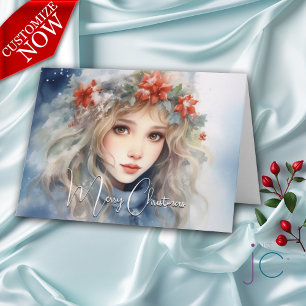 Fantasy Winter Fairy Christmas Holiday Card