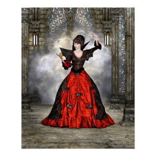 Fantasy Witch - Mediaeval Castle Halloween Art Poster