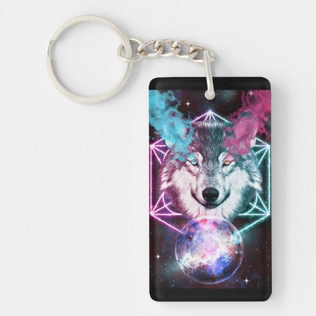 Fantasy Wolf Acrylic Keychain (Front)