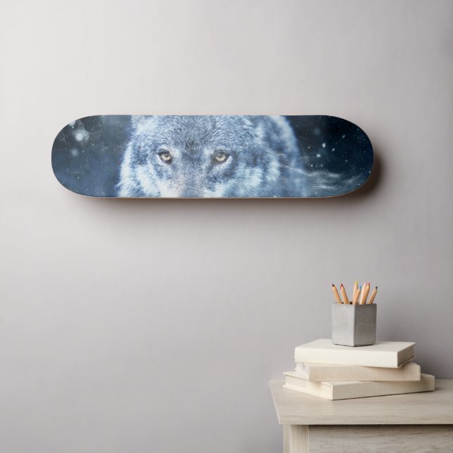 Fantasy Wolf Eyes on Space Skate Deck and Wall Art (Wall Art (Horz))