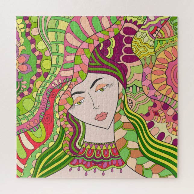 Fantasy Woman: Abstract Spring Folk. Jigsaw Puzzle (Vertical)