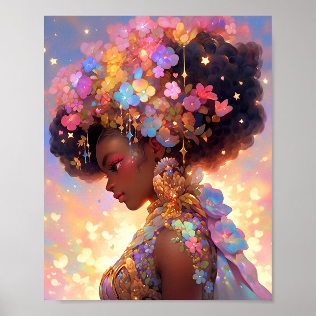 Fantasy Woman African American Art Poster (Front)