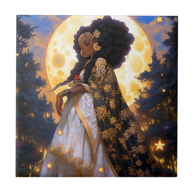 Fantasy Woman African American Art Tile (Front)
