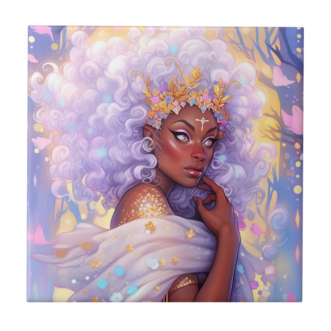 Fantasy Woman African American Art Tile (Front)