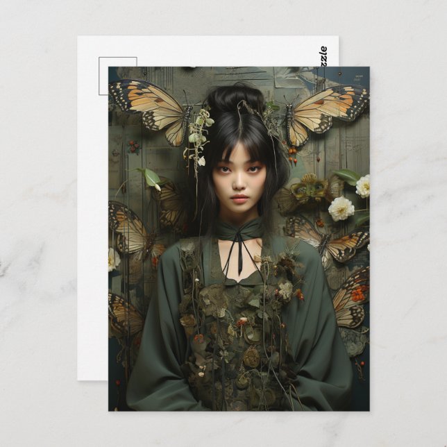 Fantasy Woman and Butterflies AI Art Postcard (Front/Back)