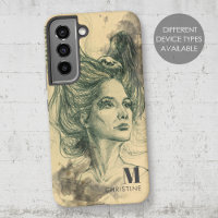 Fantasy Woman Bird Skull Wings Surreal Art Name