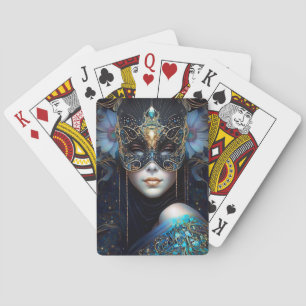 Fantasy Woman Wearing Mask Playing Cards