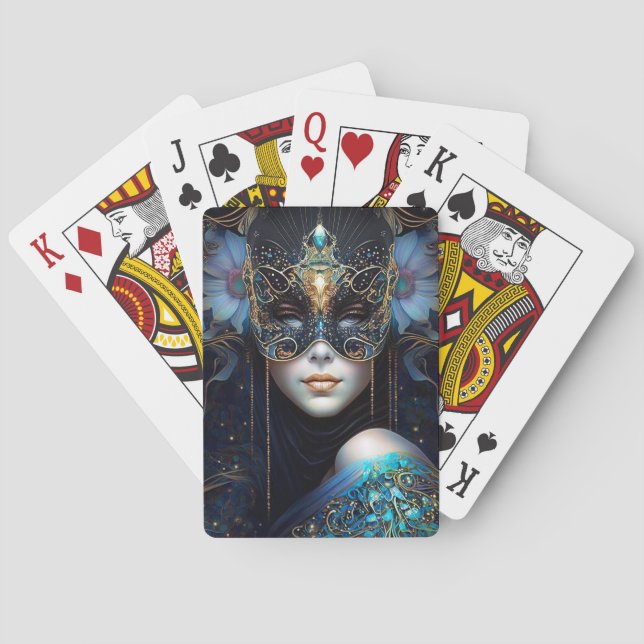 Fantasy Woman Wearing Mask Playing Cards (Back)