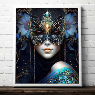 Fantasy Woman Wearing Mask Poster