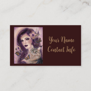 Fantasy women with cat by Renee Lavoie Calling Card