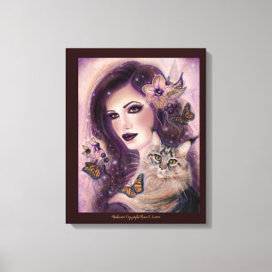 Fantasy women with cat by Renee Lavoie Canvas Print
