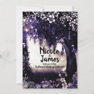 Fantasy Woodland Enchanted Purple Forest Wedding Invitation