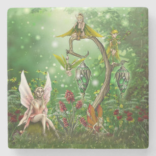 Fantasy Woodland Fairy Pattern Stone Coaster