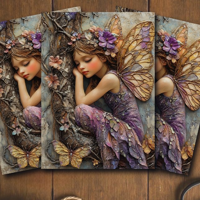 Fantasy Woodland Fairy with Butterflies Decoupage Tissue Paper (Creator Uploaded)