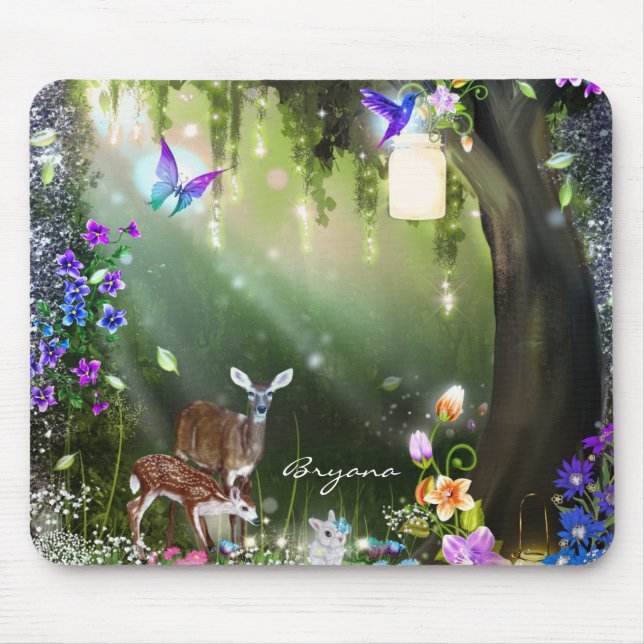 Fantasy woodland forest animals enchanted mouse pad (Front)