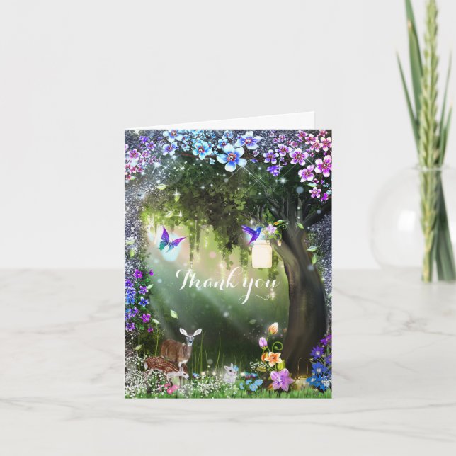 Fantasy woodland forest animals enchanted thank you card (Front)