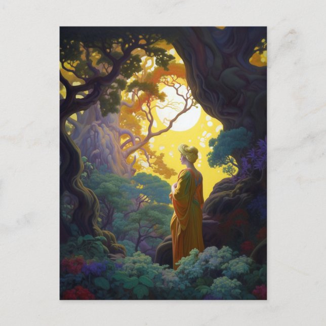 Fantasy Woodland Forest Landscape Art Postcard (Front)