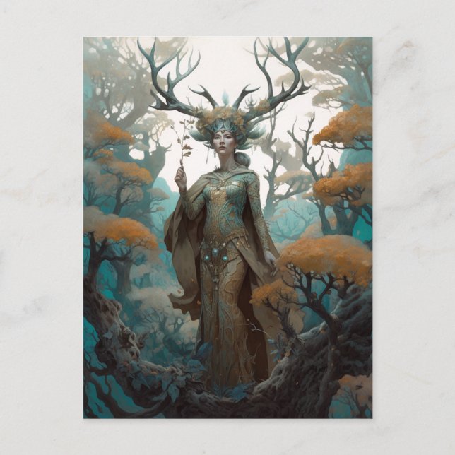 Fantasy Woodland Sorceress Magic Fantasy Postcard (Front)