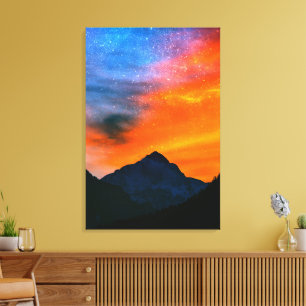 Fantasy world at mountains canvas print