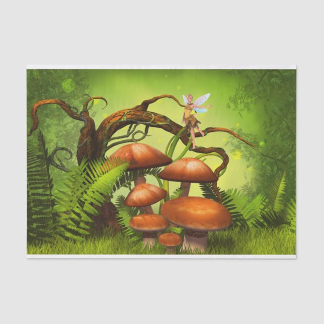Fantasy World Forest, Large Mushrooms and Fairy  Tissue Paper (Front)