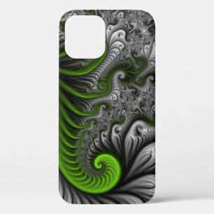 Fantasy World Green And Grey Abstract Fractal Art iPhone 12 Case