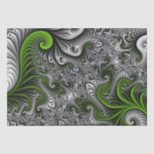 Fantasy World Green And Grey Abstract Fractal Art Tissue Paper