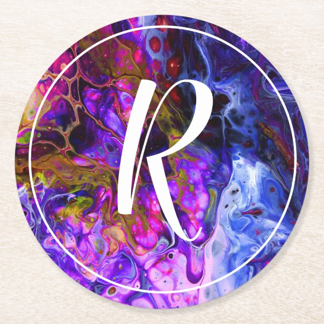 Fantasy World Monogram Round Paper Coaster (Front)