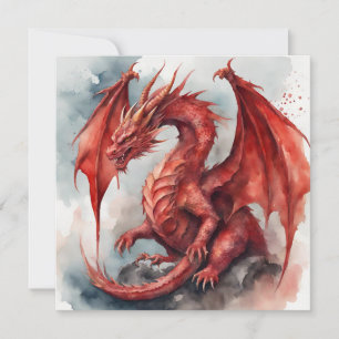 Fantasy World Red Dragon Abstract Card
